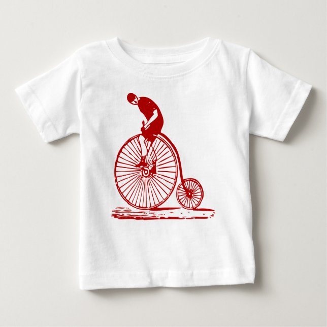 Man on a Penny Farthing - Ruby Red Baby T-Shirt (Front)