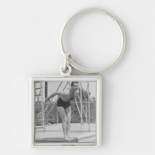 Man on Diving Board Key Ring