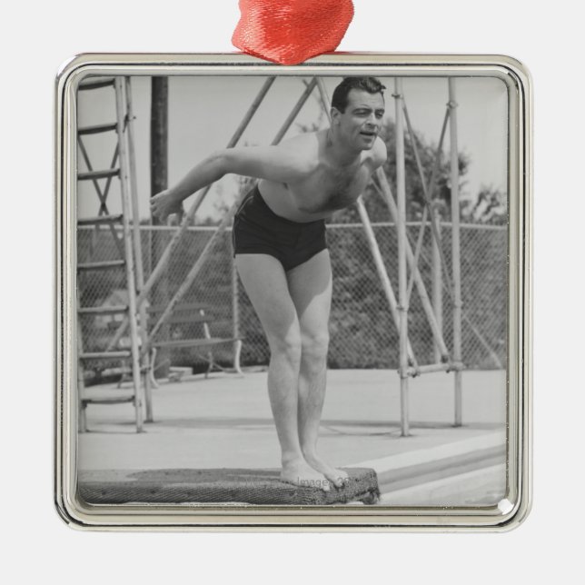 Man on Diving Board Metal Tree Decoration (Front)