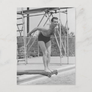 Man on Diving Board Postcard