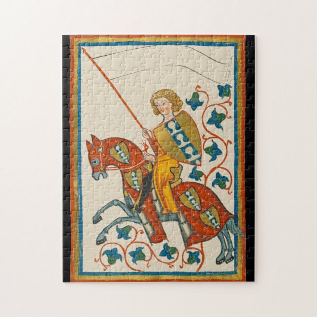 Man on Horseback 14th Century Codex Manesse Jigsaw Puzzle (Vertical)