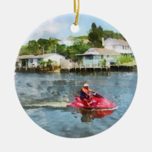 Man on Jet Ski Ceramic Tree Decoration