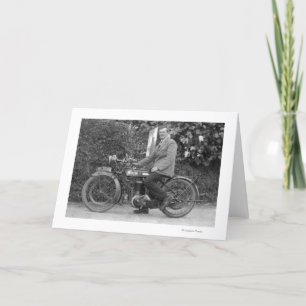 Man on Old B.S.A. Motorbike Card