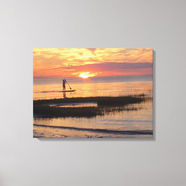 Man on Paddle Board on Cape Cod Beach Canvas Print (Front)