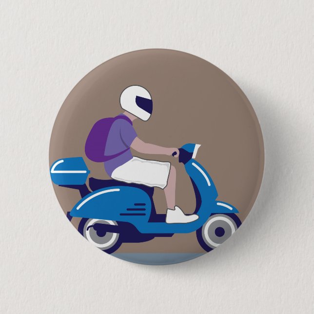 Man on Scooter 6 Cm Round Badge (Front)
