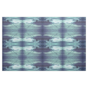 Man on Sea Waves Pattern Fabric