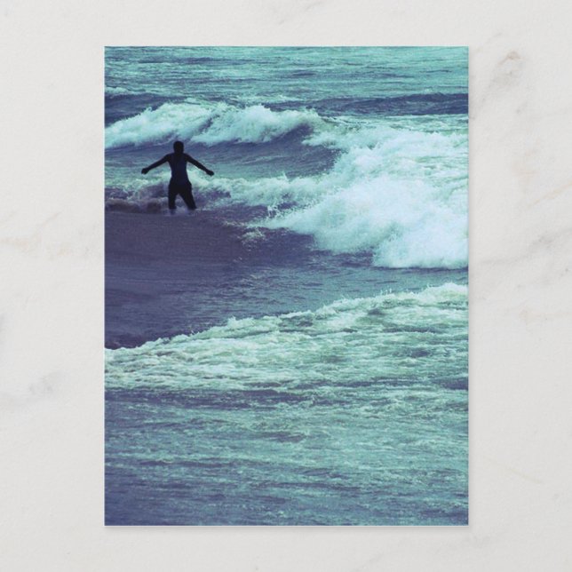Man on Sea Waves Postcard (Front)