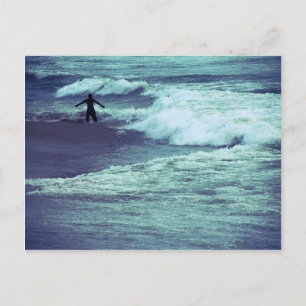 Man on Sea Waves Postcard