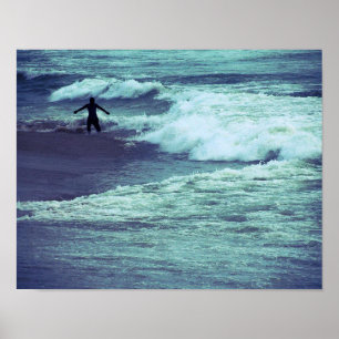 Man on Sea Waves Poster