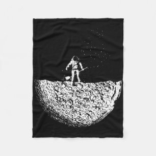 Man On The Moon In A Space Man Suit In Space Fleece Blanket