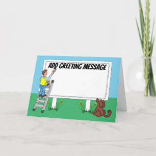 Man painting billboard sign Card
