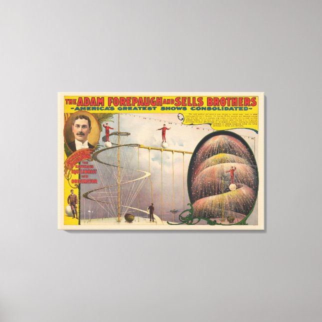 Man Performing On Suspended Cable And Spiral Ramp Canvas Print (Front)