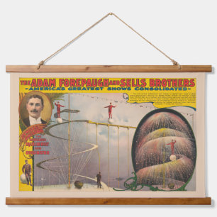 Man Performing On Suspended Cable And Spiral Ramp Hanging Tapestry