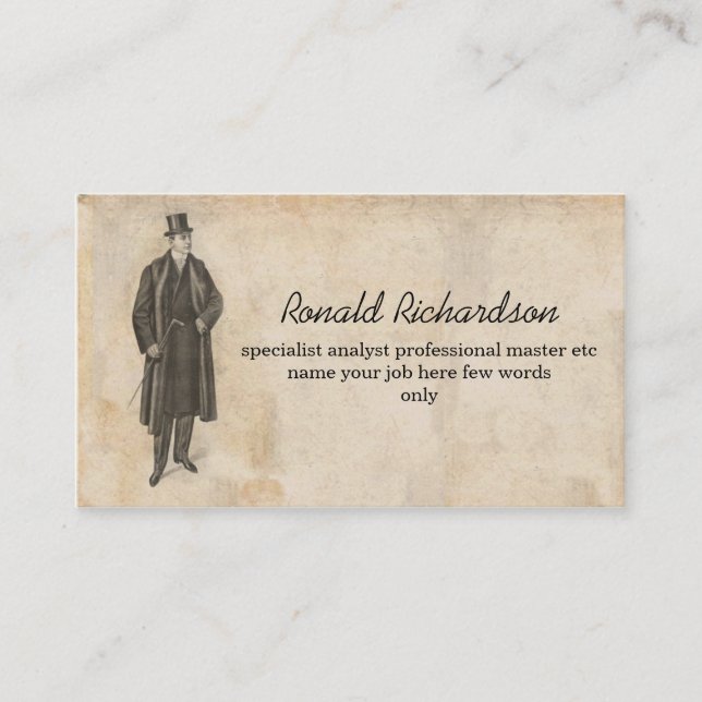 man picture vintage business card (Front)