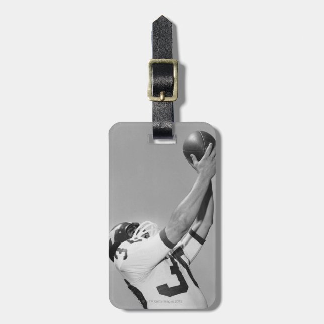 Man Playing Football Luggage Tag (Front Vertical)