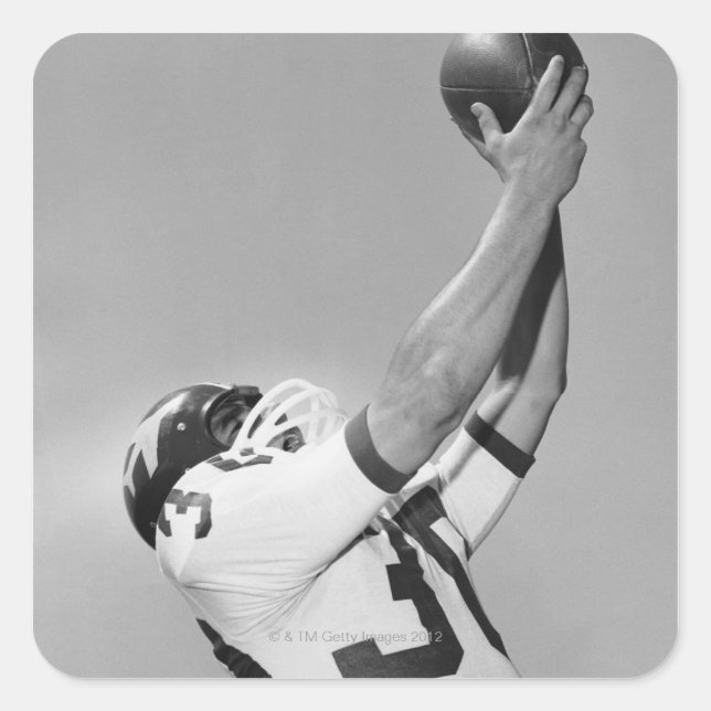 Man Playing Football Square Sticker (Front)