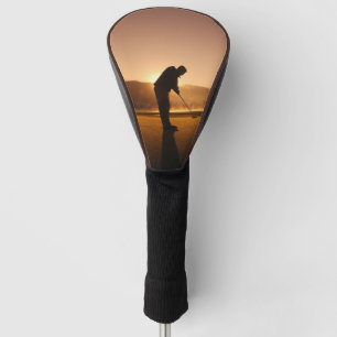 Man playing Golf at sunset Driver Golf Head Cover