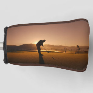 Man playing Golf at sunset Putter Golf Head Cover