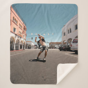 Man playing skateboard sherpa blanket