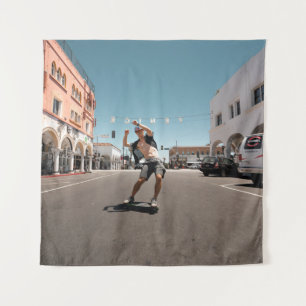 Man playing skateboard tapestry