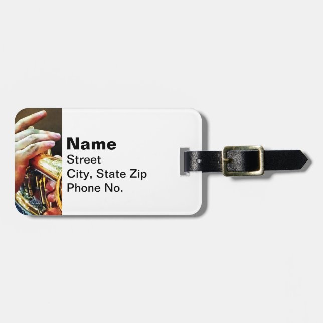 Man Playing Trumpet Luggage Tag (Front Horizontal)