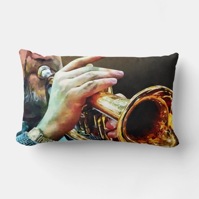 Man Playing Trumpet Lumbar Cushion (Front)