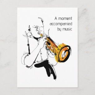 Man playing trumpet postcard
