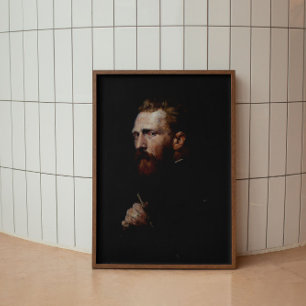 Man Portrait Painting Vintage Oil Dark Moody  Poster