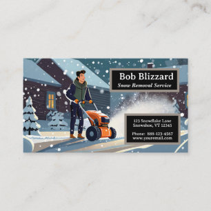 Man pushing a snow blower business card