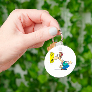 Man Reading An Eye Chart Key Ring