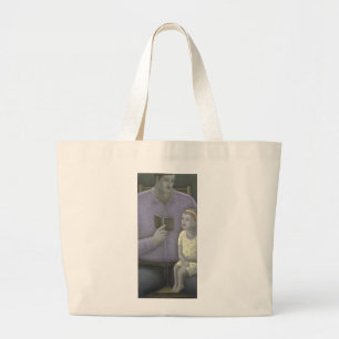 Man reading to Girl 2003 Large Tote Bag