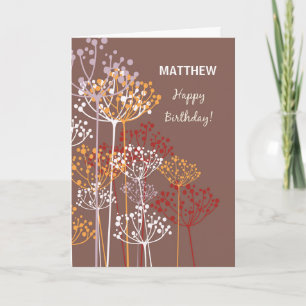 Man Religious Birthday Brown Wildflowers Card
