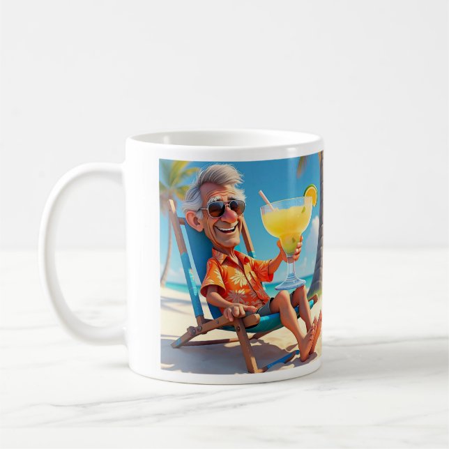 " MAN RETIRED AT THE BEACH " COFFEE MUG (Left)