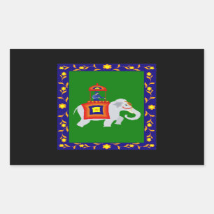 Man riding Elephant Rectangular Sticker