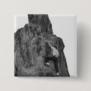 Man Rock Climbing 15 Cm Square Badge