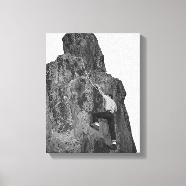 Man Rock Climbing Canvas Print (Front)