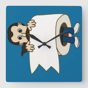 man rolled in toilet paper clock