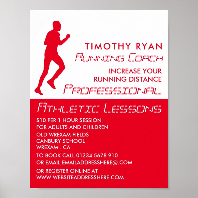 Man Running, Athletics Lesson Advertising Poster (Front)