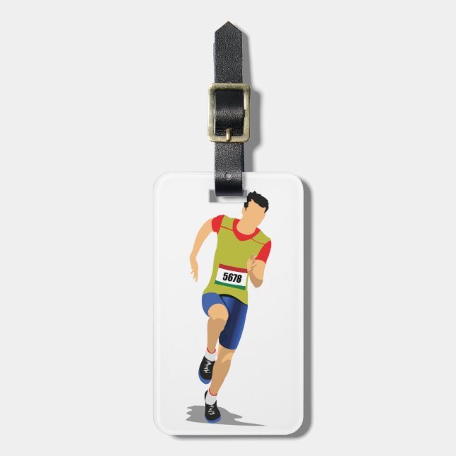 Man Running Luggage Tags (Front Vertical)
