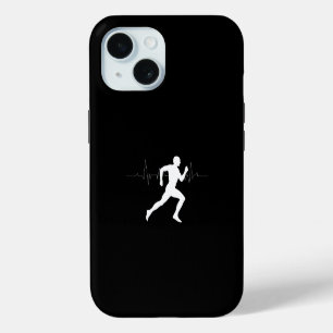 Man Running Runners Silhouette Black Background iPhone 15 Case