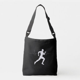 Man Running Runners Silhouette Black Crossbody Bag