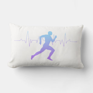Man Running Runners Silhouette Gradient Heartbeat Lumbar Cushion