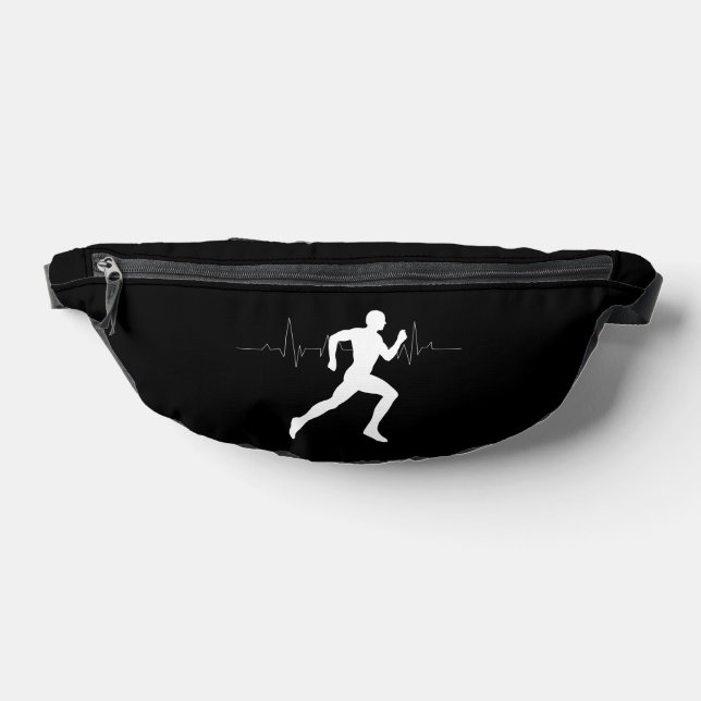 Man Running Runners Silhouette HeartBeat Line  Bum Bags (Lay Down)