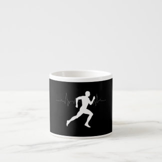 Man Running Runners Silhouette HeartBeat Line Espresso Cup