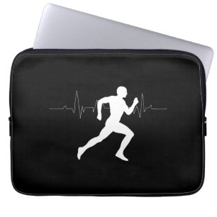 Man Running Runners Silhouette HeartBeat Line Laptop Sleeve