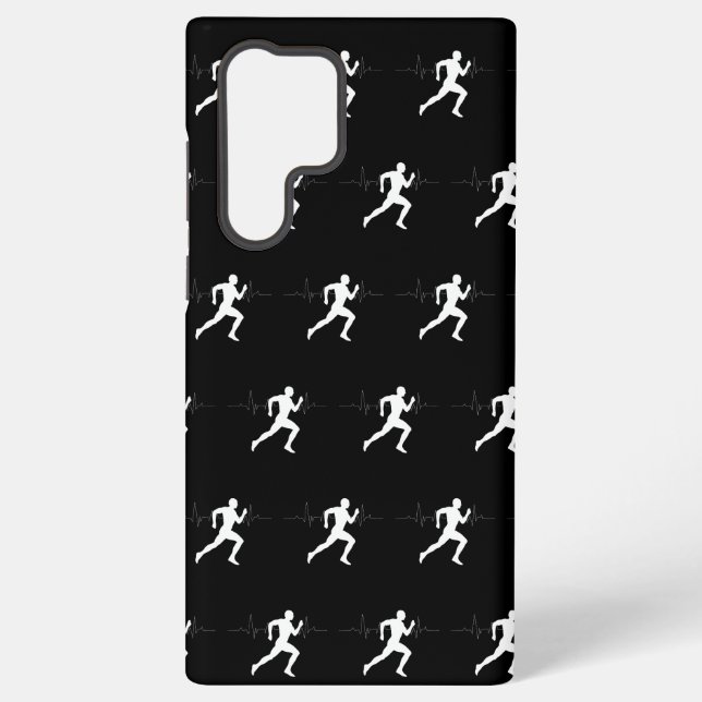 Man Running Runners Silhouette HeartBeat Line  Samsung Galaxy S22 Ultra Case (Back)