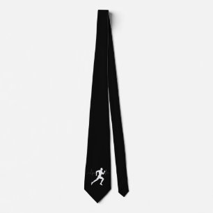 Man Running Runners Silhouette HeartBeat Line Tie