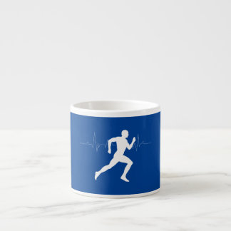 Man Running Runners Silhouette on Blue Background Espresso Cup