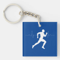 Man Running Runners Silhouette on Blue Background 