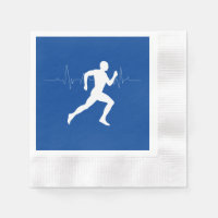 Man Running Runners Silhouette on Blue Background 